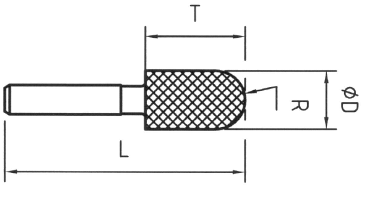 Strumento diamantato D-6054-H3 D151, d. 6,0mm - Cilindrico punta tonda - Gambo d. 3,0mm