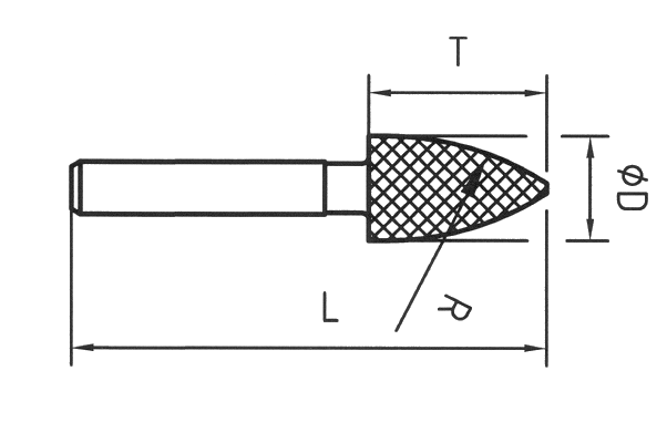 Strumento diamantato D-0954-H3 D151, d. 6,0mm - Conico punta tonda - Gambo d. 3,0mm