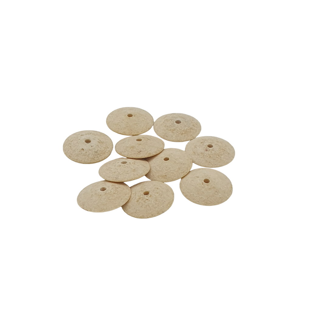 Disco a lente in feltro duro, d. 17x5mm - Foro passante d. 2mm - Conf. 10pz.