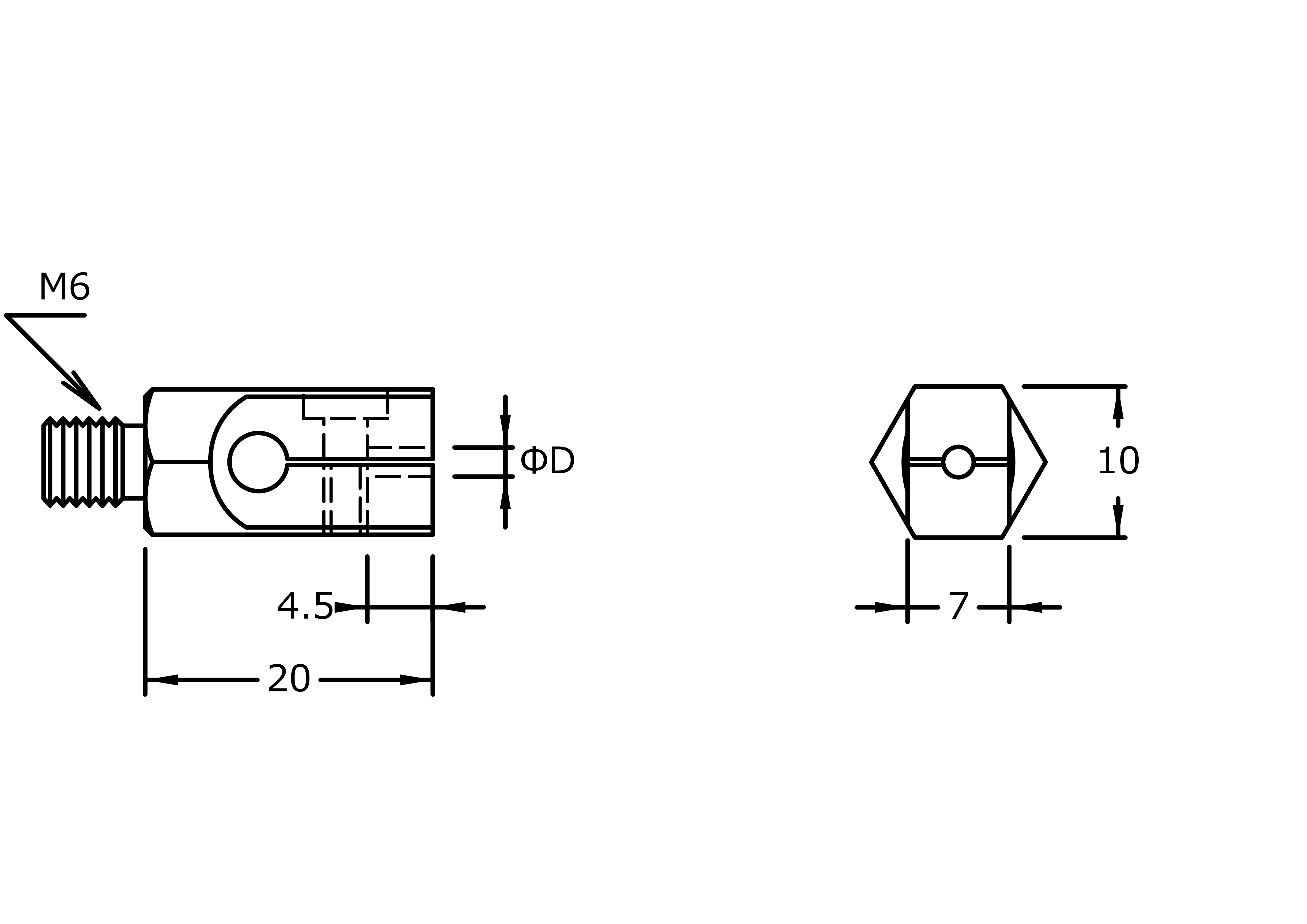 Sostegno M6 d. 3,0mm MX-1030, Filetto M6 d. 3,0mm - Per UF9700 - HP9701 - HP9705 - HP9706