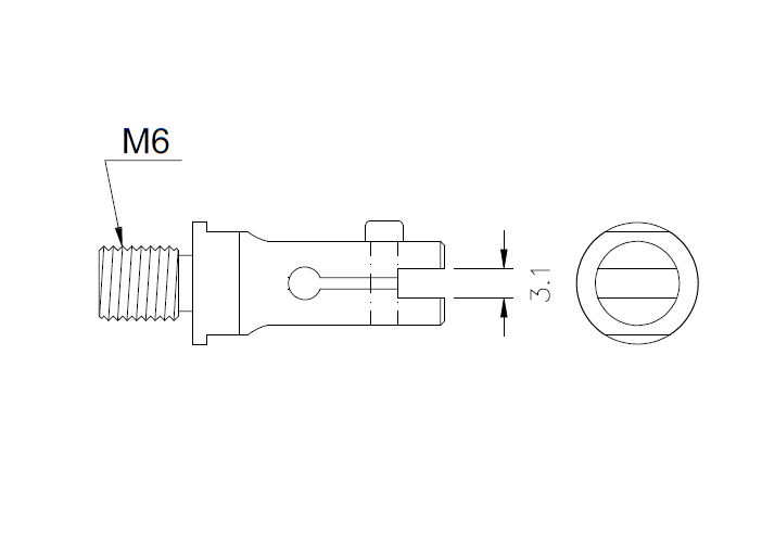 Sostegno M6 "T" 3,1mm tipo "C" filettatura M6-"T" 3,1mm - Per GS-H26