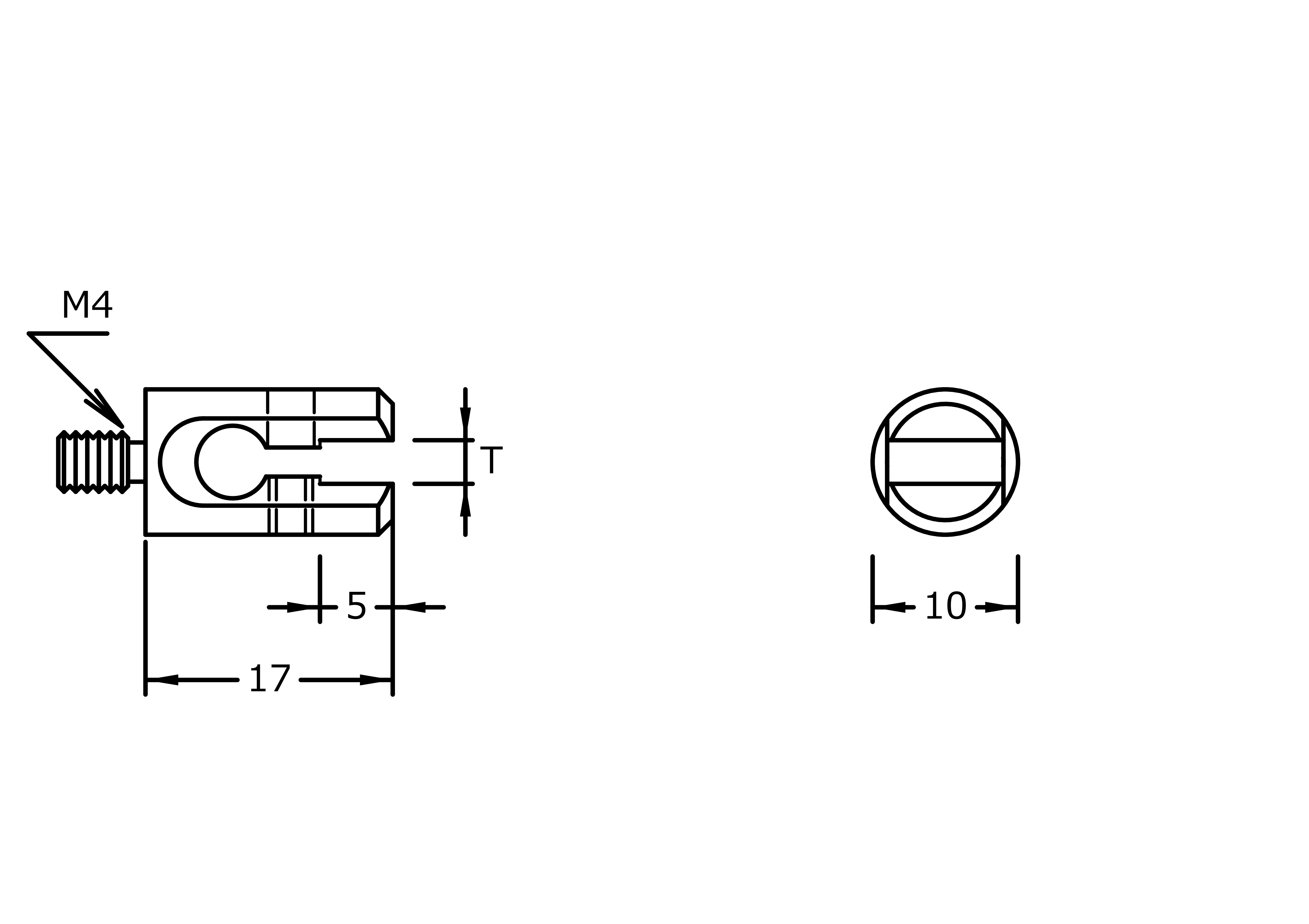 Holder M4 "T" 2,0mm SX-4021, thread M4 "T" 2,0mm - For SF1600