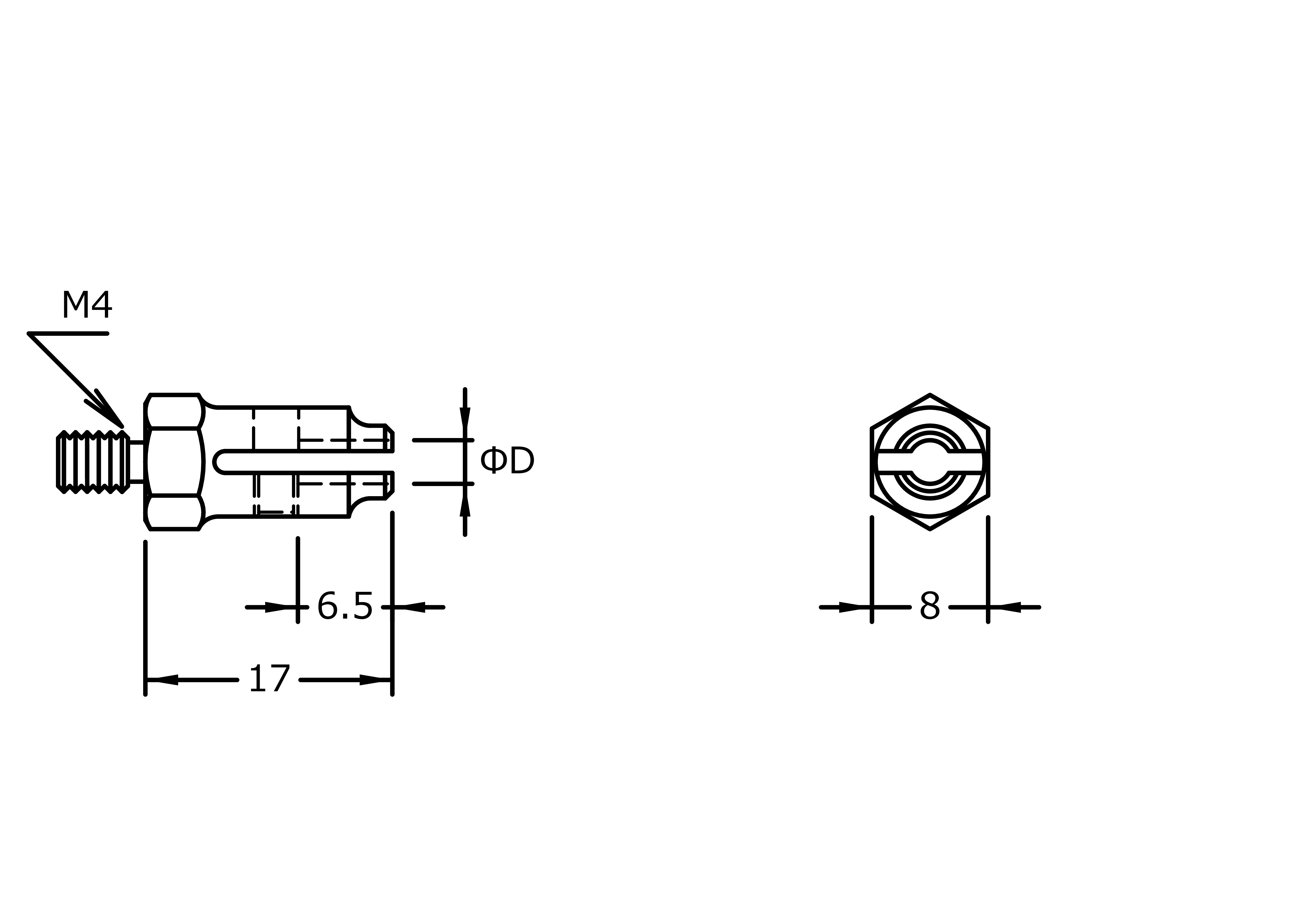 Holder M4 d. 3,0mm SX-1003, thread M4 d. 3,0mm - For SF1600