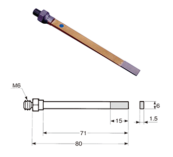 Lima 6,0x1,5x15mm MD-8862 con diamante sinterizzato, Grana 200 - Filetto M6