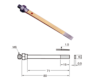 Lima 6,0x0,5x15mm MD-9865 con diamante sinterizzato, Grana 200 - Filetto M6