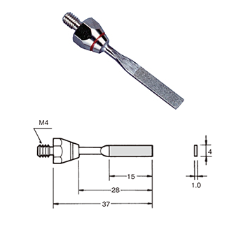 Lima 4,0x1,0x15mm SE-4841,con diamante elettrodepositato, Grana 200 - Filetto M4