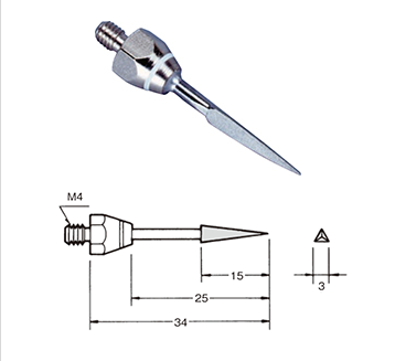 Lima 3x3x3x16mm SE-3503 con diamante elettrodepositato, Grana 600 - Filetto M4
