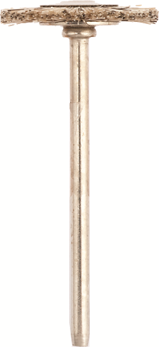 Mounted disc brushes d. 19x5mm Hard horsehair - Stem d. 3mm - Pack. 12pcs.