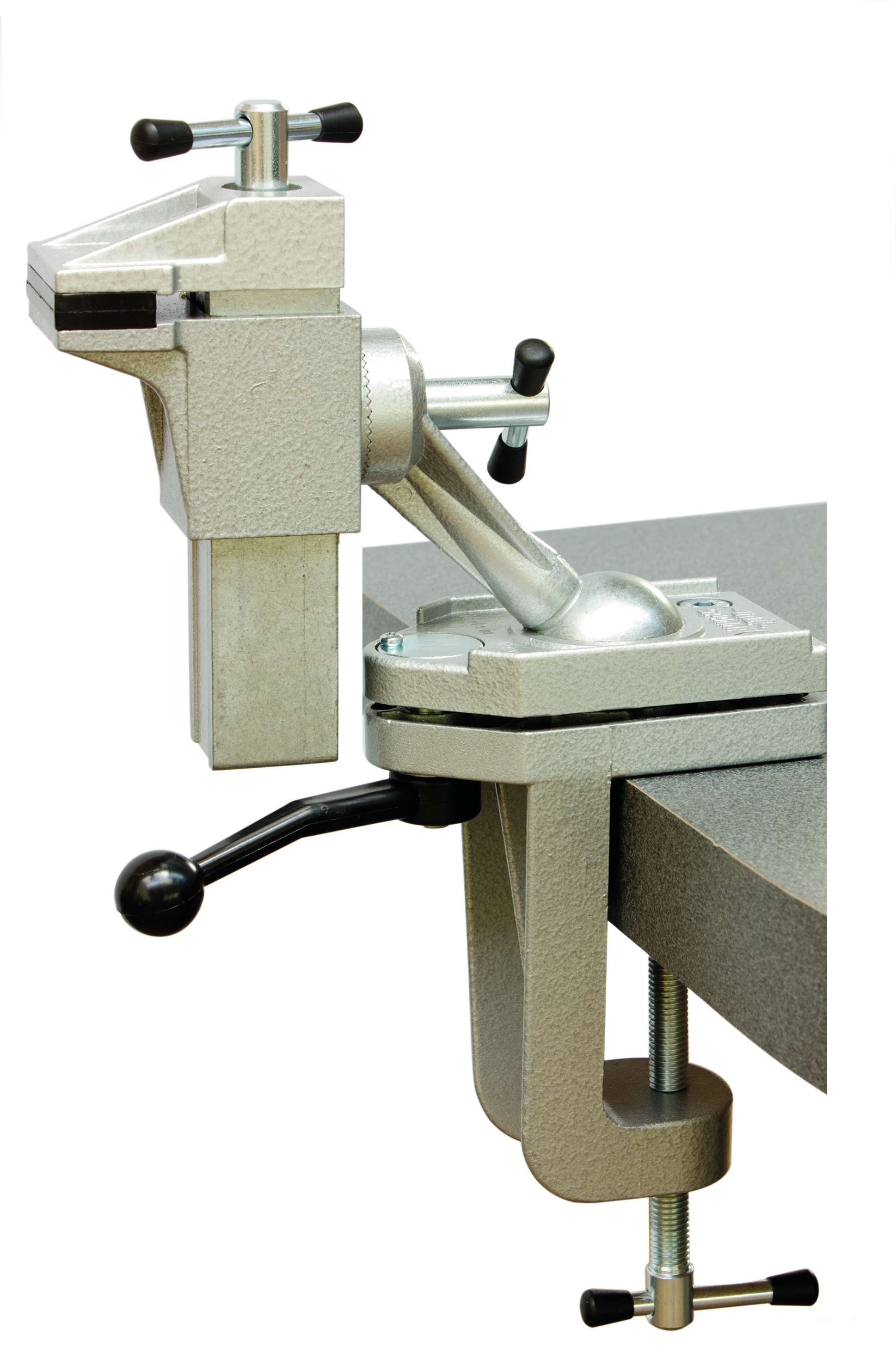 Morsa orientabile da banco con snodo 1B con coppia di ganasce di larghezza 46mm in plastica