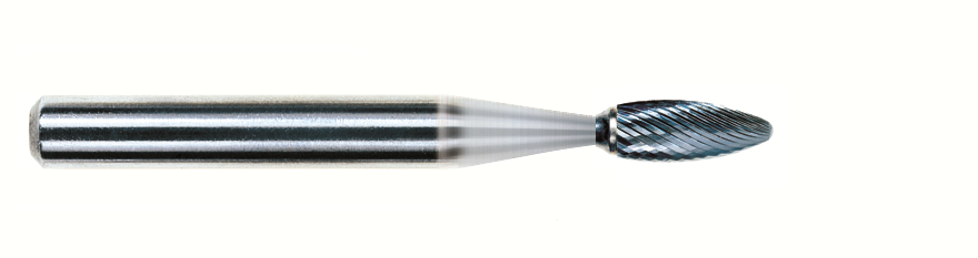 Fresa d. 4,8x9,5mm, PSH-53M-F, taglio F, goccia - Gambo d. 3mm